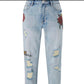 Vintage Bleach Distressed Boyfriend Jeans