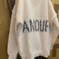 Letter Pattern Oversized Jumper with Swarovski Alternative Crystals