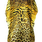 YELLOW Animal Print Rhinestone Embellished Lace Up Kaftan
