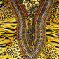 YELLOW Animal Print Rhinestone Embellished Lace Up Kaftan
