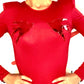 Lucy Rouge Slinky Long sleeve Limited Edition Bodysuit with Mirror Look Birds Image & Crystals