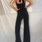 Poly Bardot black two way sleeveless jumpsuit and Swarovski alternative triangle shape crystal details