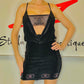 Gigi Shape Black Slinky Overlock Cut Out Back Cowl Bodycon Dress With Rhinestone & Crystal Detail Figures/ Limited Edition