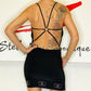 Gigi Shape Black Slinky Overlock Cut Out Back Cowl Bodycon Dress With Rhinestone & Crystal Detail Figures/ Limited Edition
