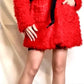 Ely Red Teddy Coat with Snake Collar/Belt /LIMITED EDITION