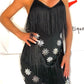 Joy Fringe Detail Cami Dress with Sparkling Glass Appliqués